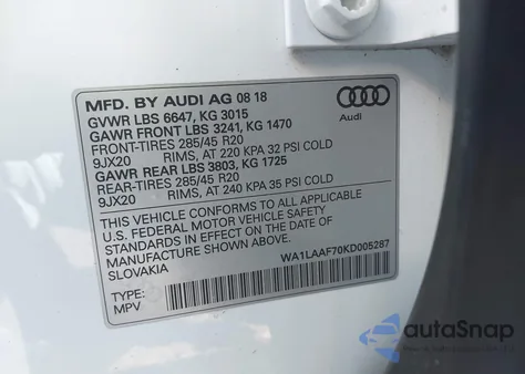 2019 Audi Q7 55 Premium z USA, uszkodzony, nr VIN WA1LAAF70KD005287